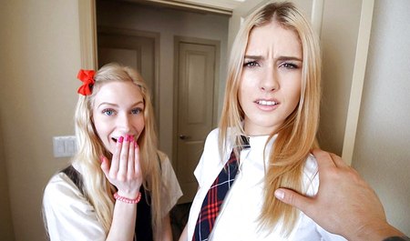 Отчим жарит двух молоденьких сладких падчериц в групповухе